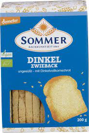 Demeter Dinkel Zwieback vegan ungesüßt , Sommer