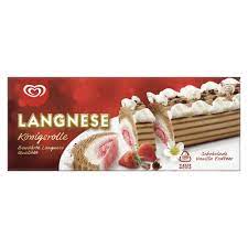 Eis Königsrolle Vanille, Schoko, Erdbeer. Langnese